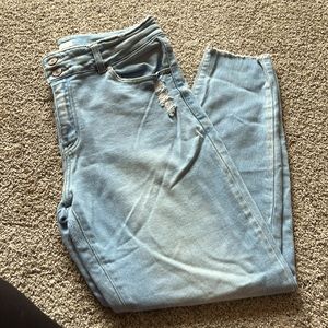 Kancan lightly distressed light denim jeans